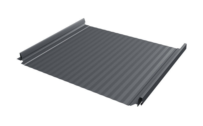 Кликфальц Pro Line Grand Line 0,5 Rooftop Бархат с пленкой на замках RAL 7024 мокрый асфальт  Кликфальц Pro Gofr