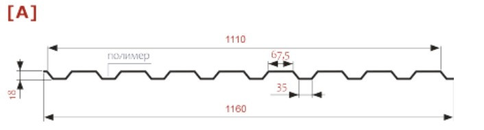 ПРОФНАСТИЛ П-20 A,R КРОВЕЛЬНЫЙ 0.4 глянец